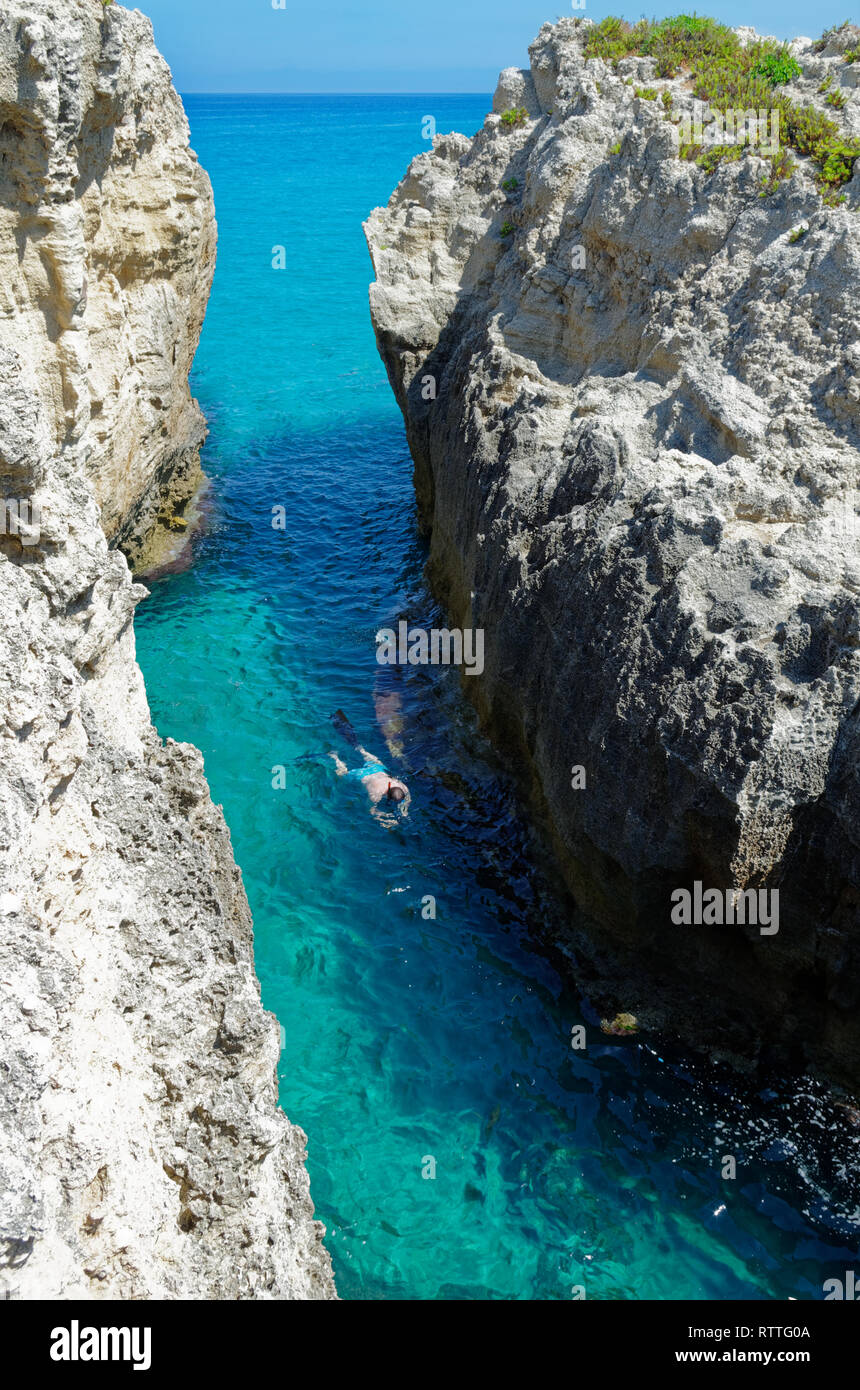Steep cliffs on Riaci beach near Tropea, Italy Stock Photo