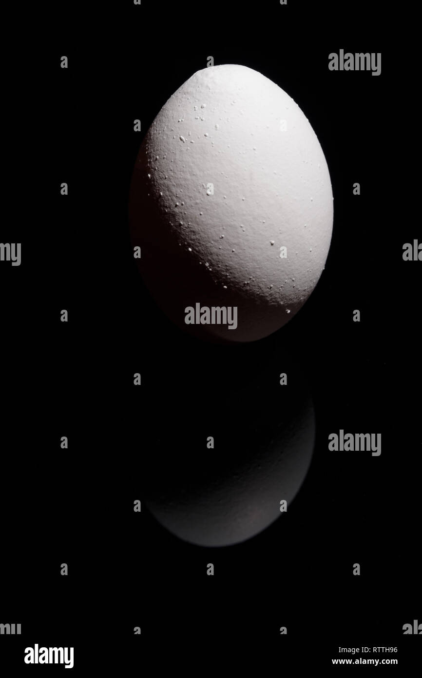 White chicken egg in backlight with black background Stock Photo - Alamy