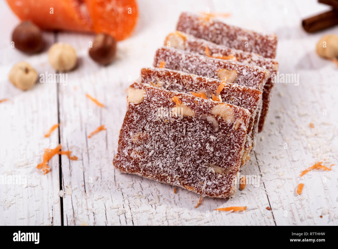 Sweets dessert Traditional Turkish dessert (Mersin a special dessert, Turkey) Stock Photo