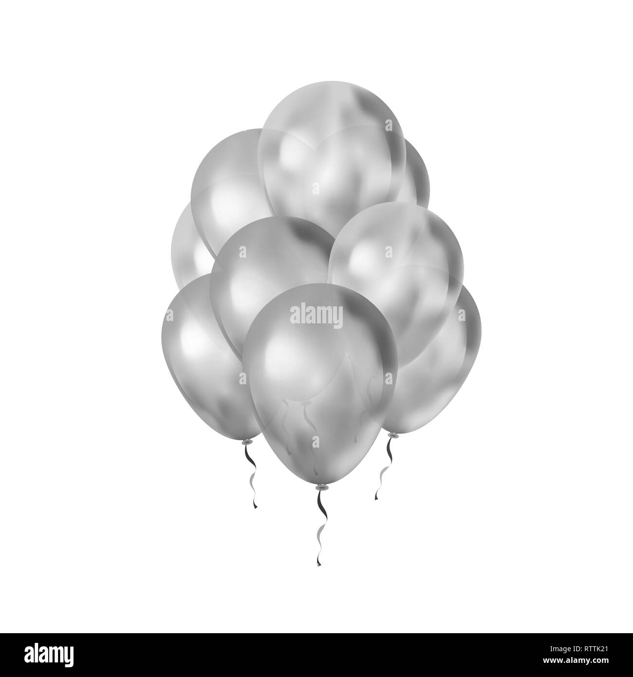 Bright bunch of luxury silver balloons on white Stock Vector Image & Art Alamy