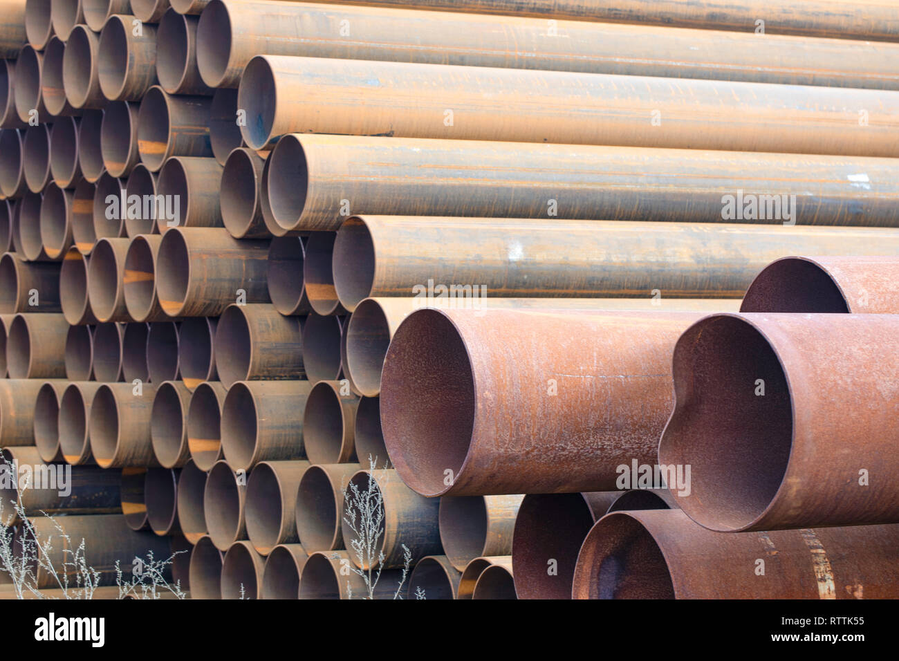 Rusty steel pipes, chinese steelworks in Europe. constructional