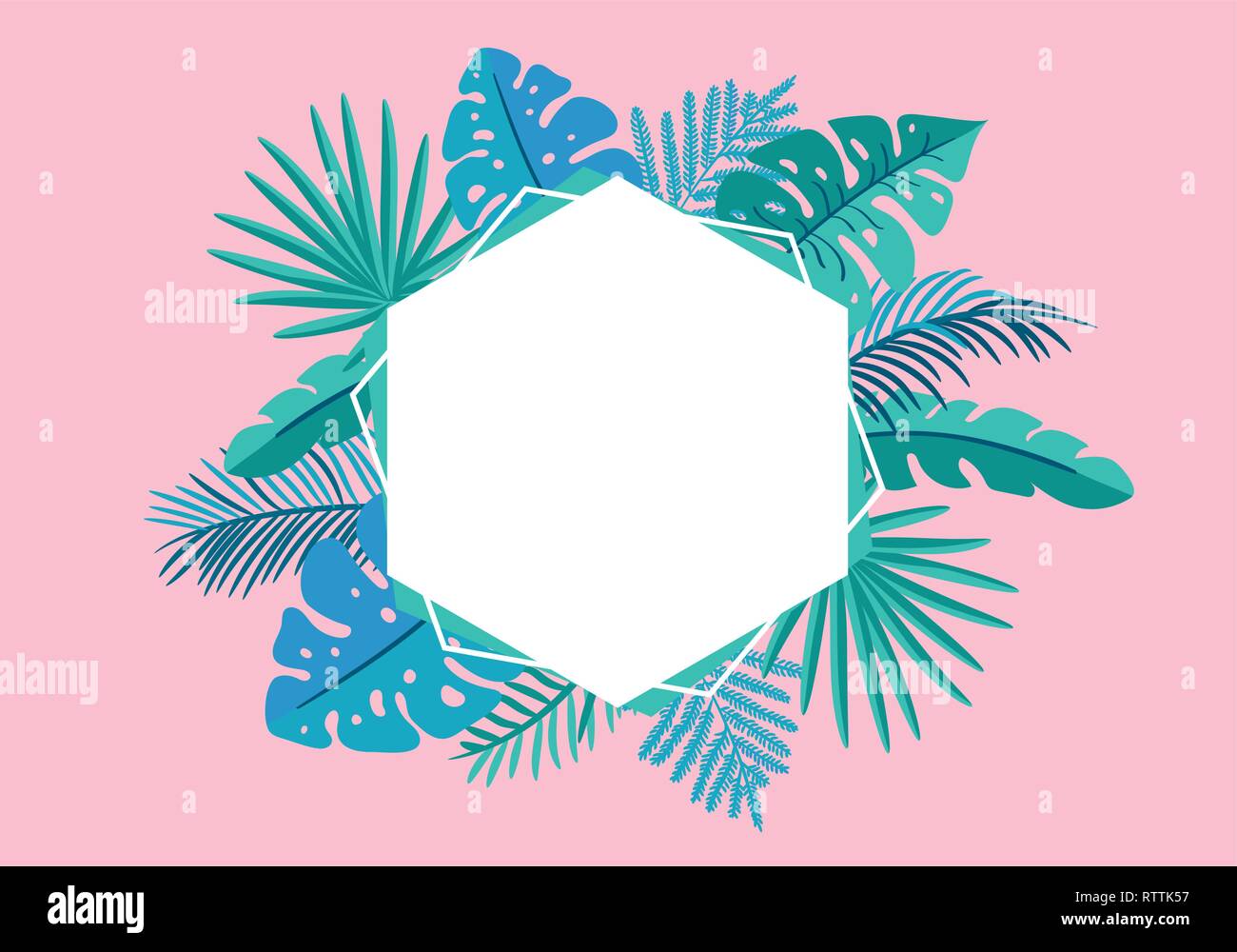 Summer Vector floral frame tropical leaves palm with place for text ...