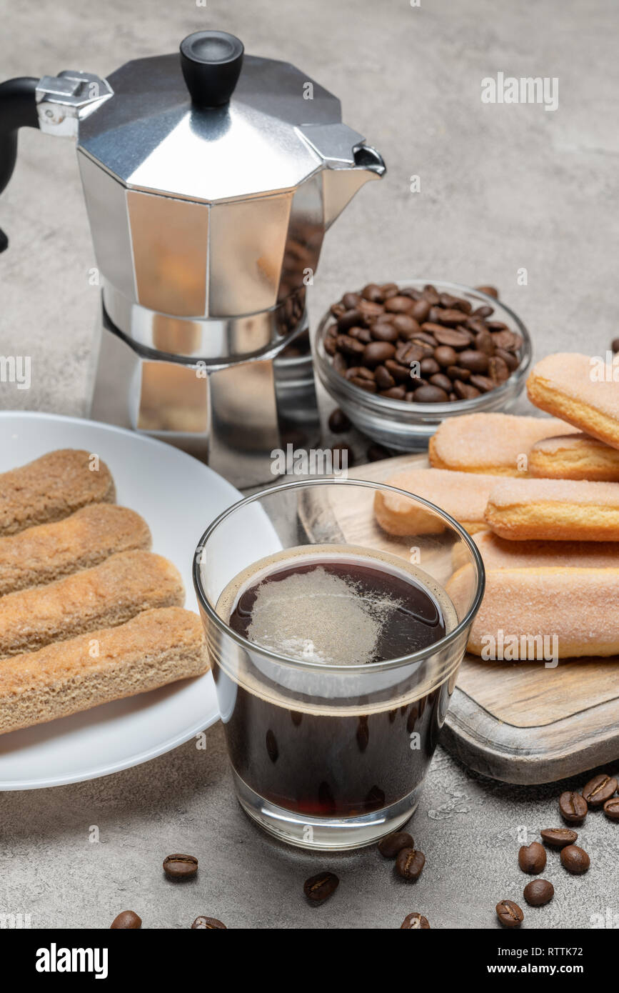 Tiramisu cake cooking Italian Savoiardi ladyfingers Biscuits and