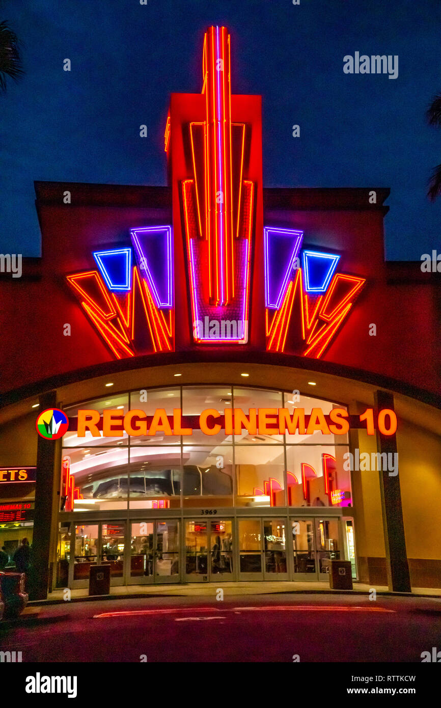 A Regal Cinema in Modesto California at night Stock Photo Alamy