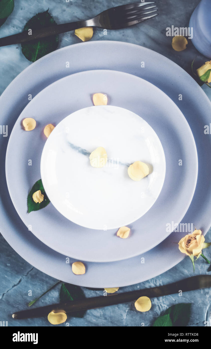Creative stylish tableware for dinner, flatlay - wedding party, event ...