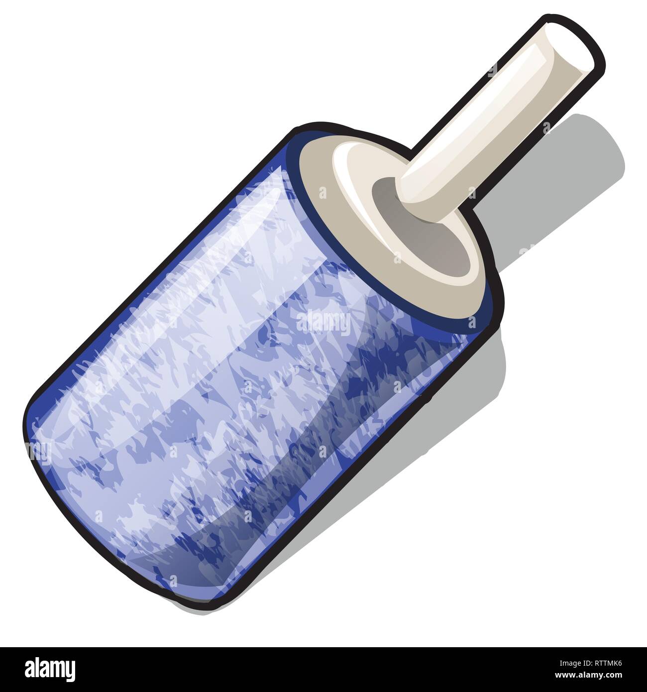A sticky paper lint roller isolated on white background. Vector cartoon