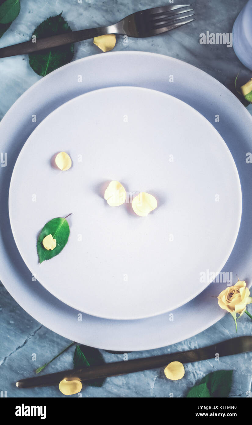 Creative Stylish Tableware For Dinner Flatlay Wedding Party