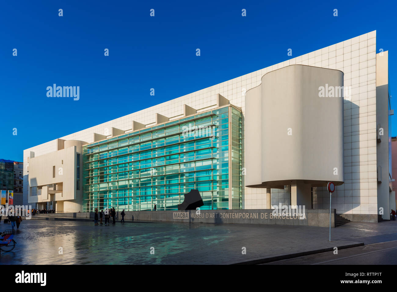 Barcelona Museum of Contemporary Art (MACBA) in Barcelona Spain. The museum opened in 1995 and focuses mainly on post-1945 Catalan and Spanish art. Stock Photo