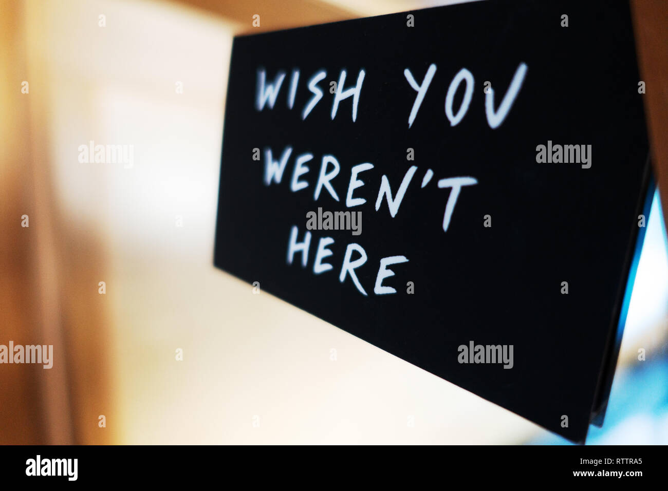 Wish you weren't here visitors card Stock Photo Alamy