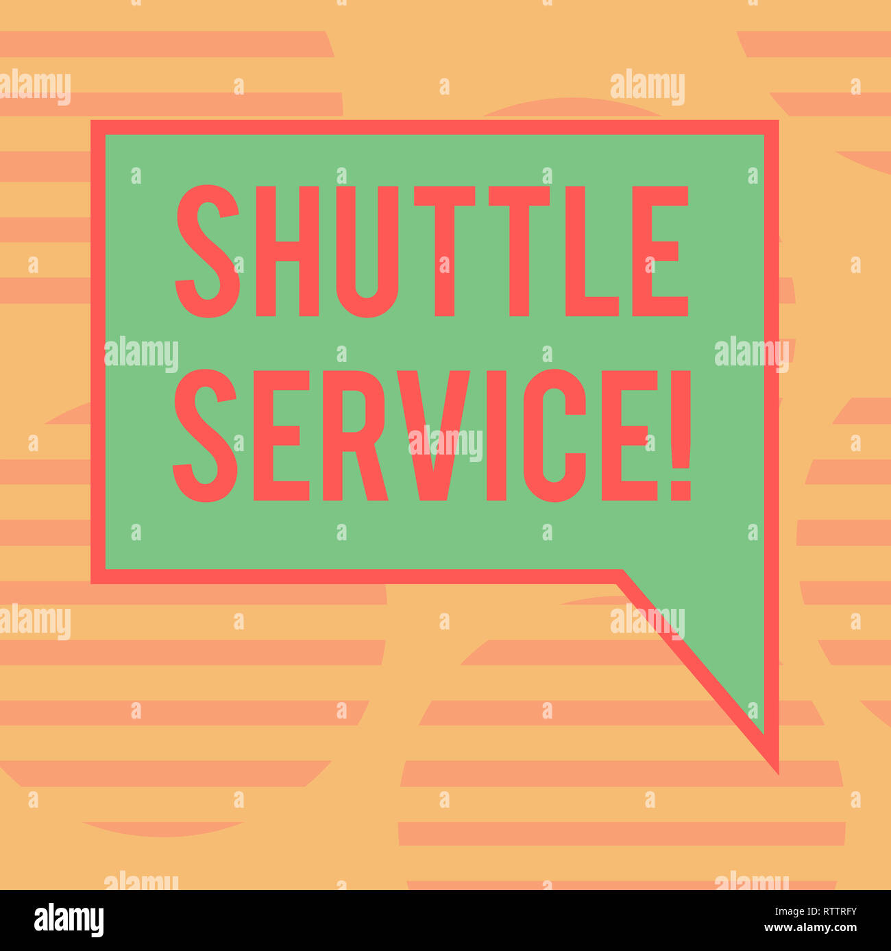 Word writing text Shuttle Service. Business concept for Transportation Offer Vacational Travel Tourism Vehicle Blank Rectangular Color Speech Bubble w Stock Photo