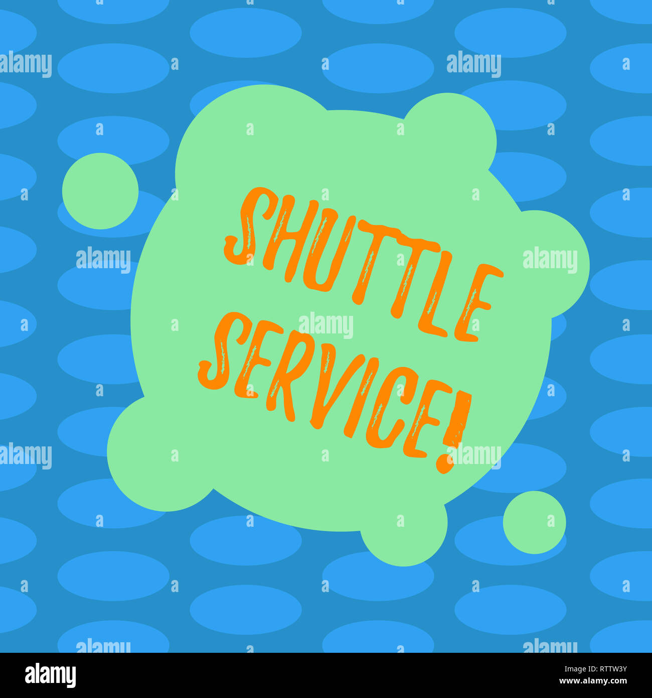 Word writing text Shuttle Service. Business concept for Transportation Offer Vacational Travel Tourism Vehicle Blank Deformed Color Round Shape with S Stock Photo