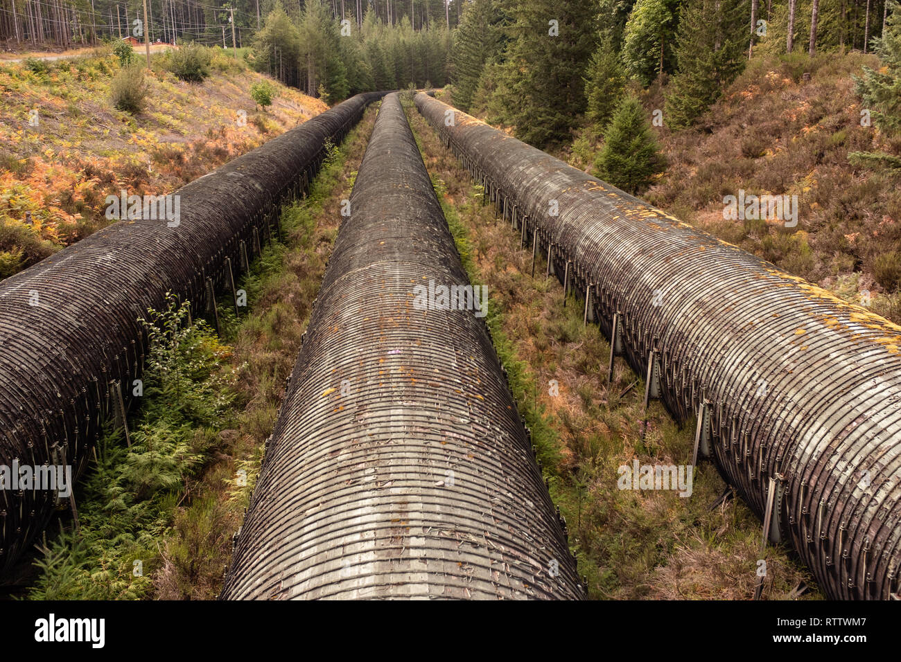 Overground Water Pipes at a Hydroelectric Power Station leading off