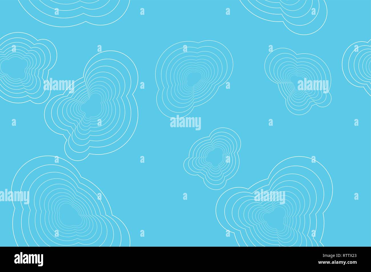 Seamless, abstract background pattern made with organic shaped repeated lines in clouds abstraction. Cute, playful vector art in blue color. Stock Vector