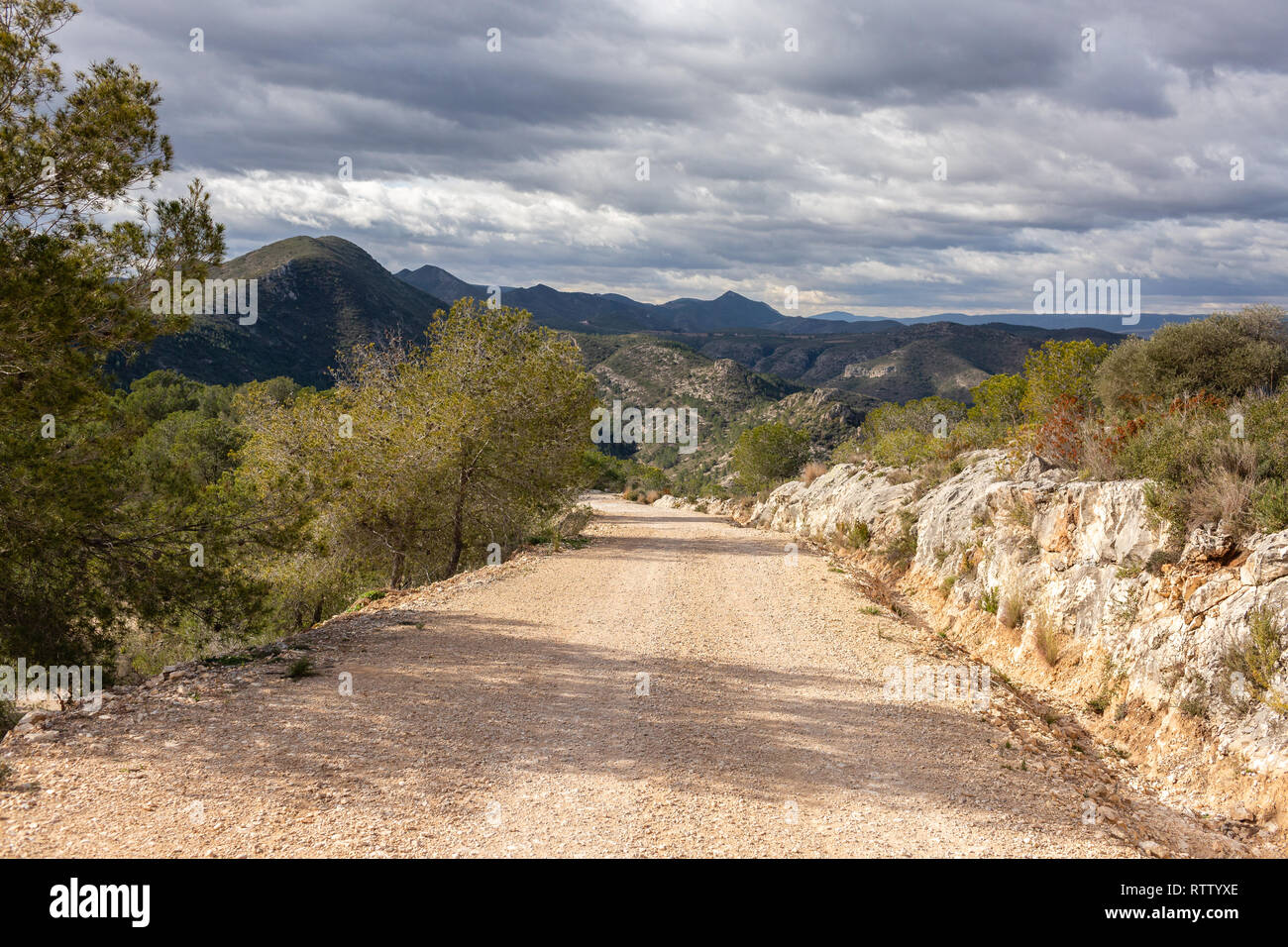 Dirt road on top of the mountain in Spain Stock Photo Alamy