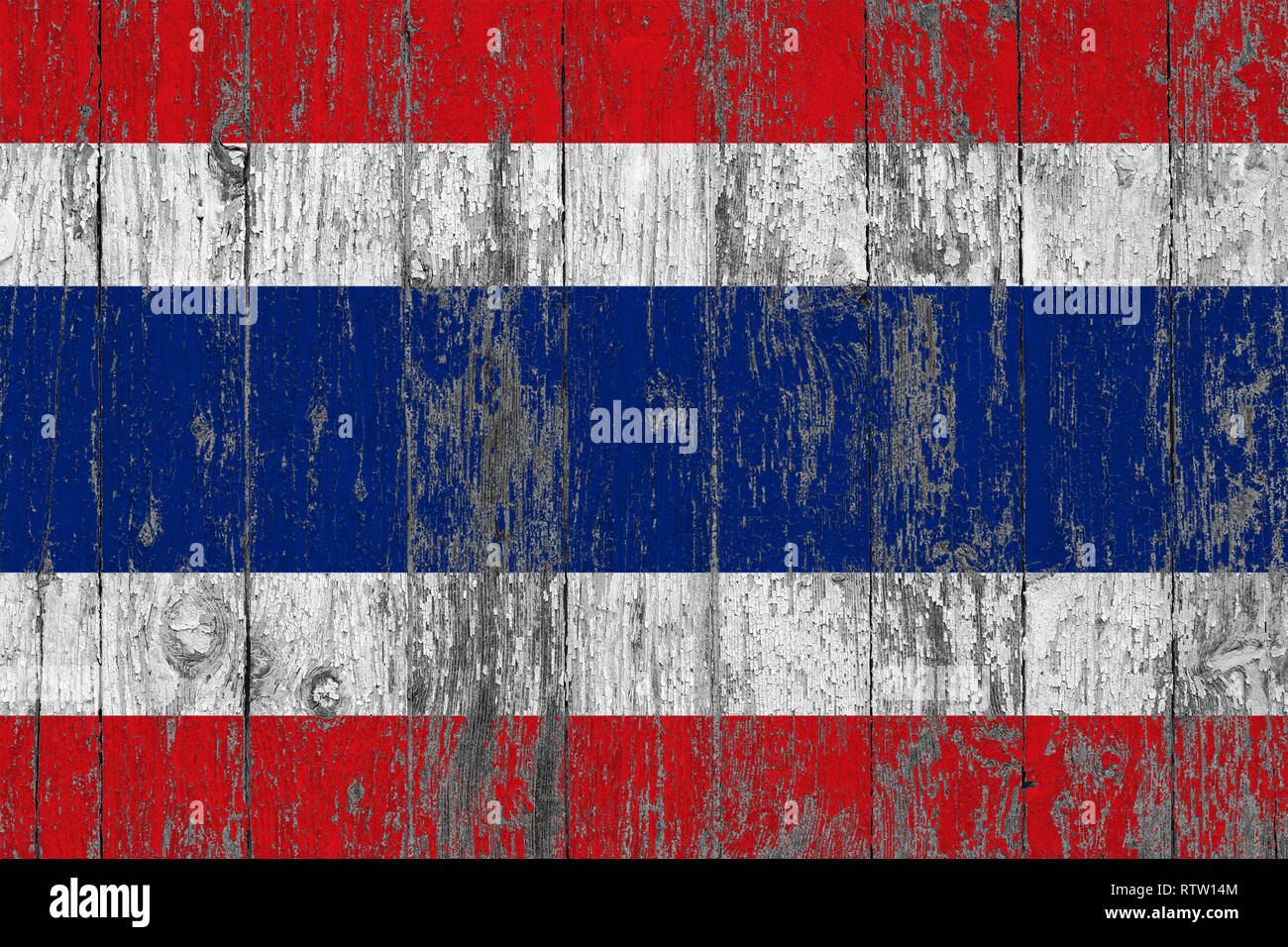 Flag of Thailand painted on worn out wooden texture background Stock ...