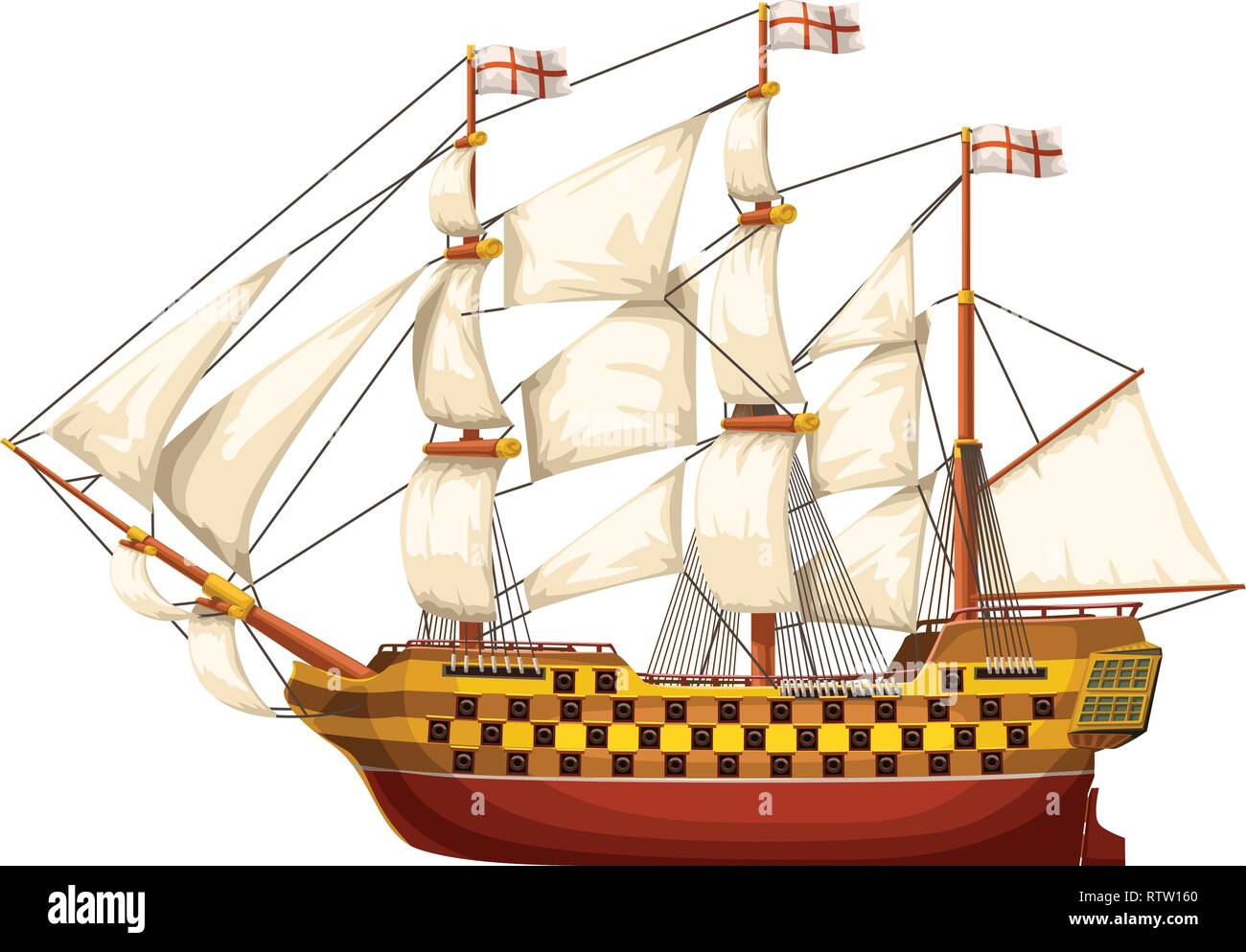 old ship isolated Stock Vector