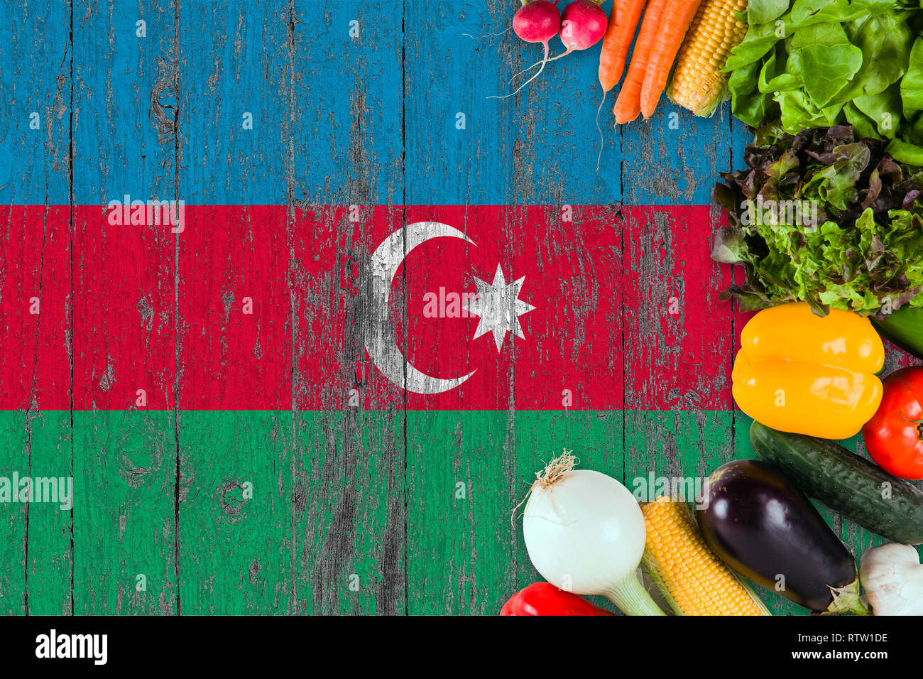 Fresh vegetables from Azerbaijan on table. Cooking concept on wooden ...