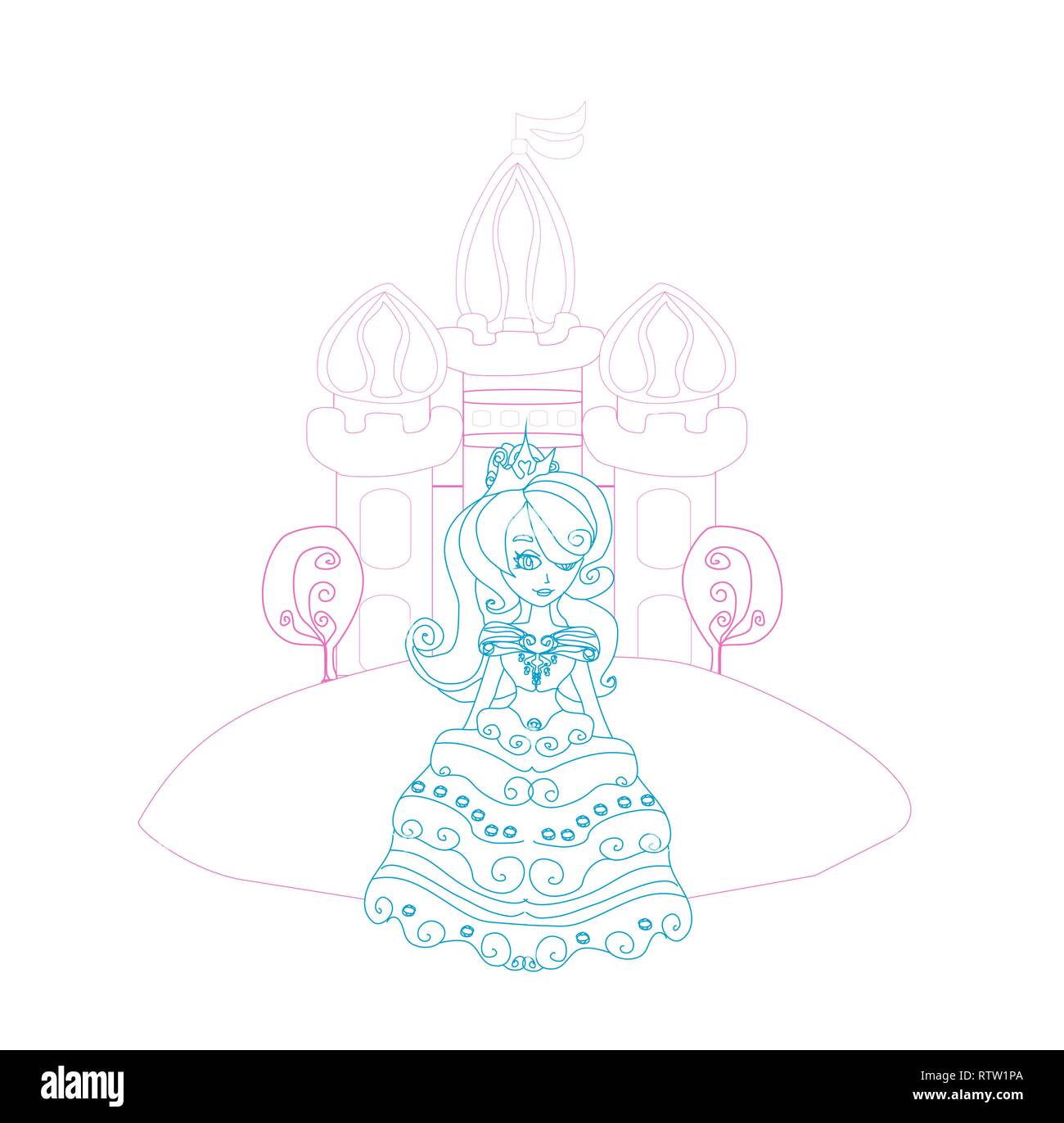 Beautiful little princess and a beautiful castle Stock Vector Image ...