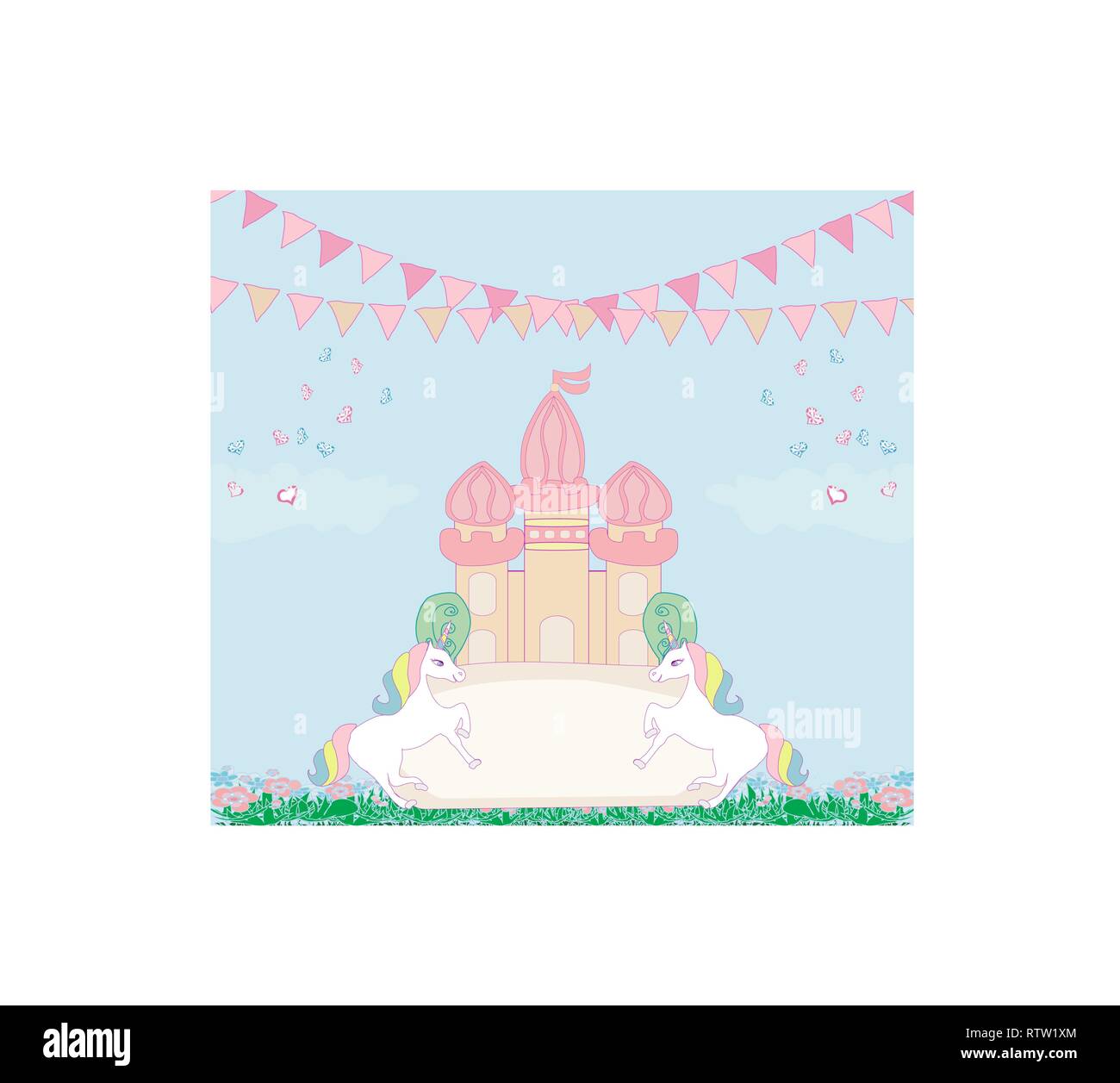 Card with a cute unicorns Stock Vector Image & Art - Alamy