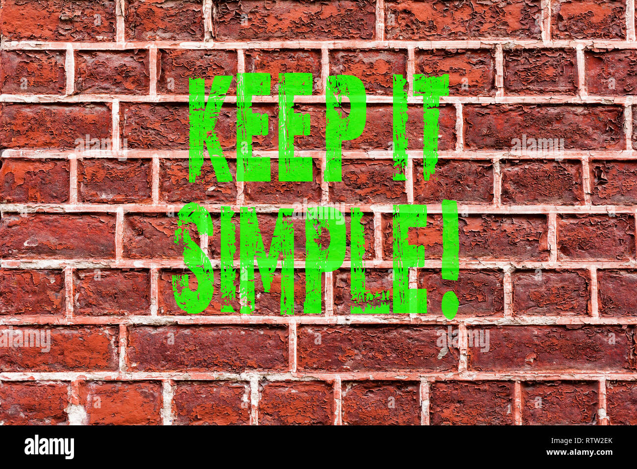 Word Writing Text Keep It Simple Business Concept For Simplify Things Easy Clear Concise Ideas Brick Wall Art Like Graffiti Motivational Call Written Stock Photo Alamy