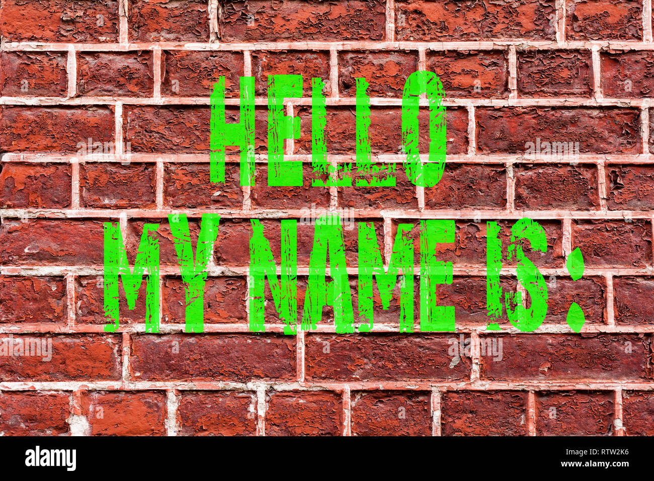 Word Writing Text Hello My Name Is Business Concept For Meeting Someone New Introduction Interview Presentation Brick Wall Art Like Graffiti Motivati Stock Photo Alamy Word Writing Text Hello My Name Is Business Concept For Meeting Someone New Introduction Interview Presentation Brick Wall Art Like Graffiti Motivati Stock Photo Alamy