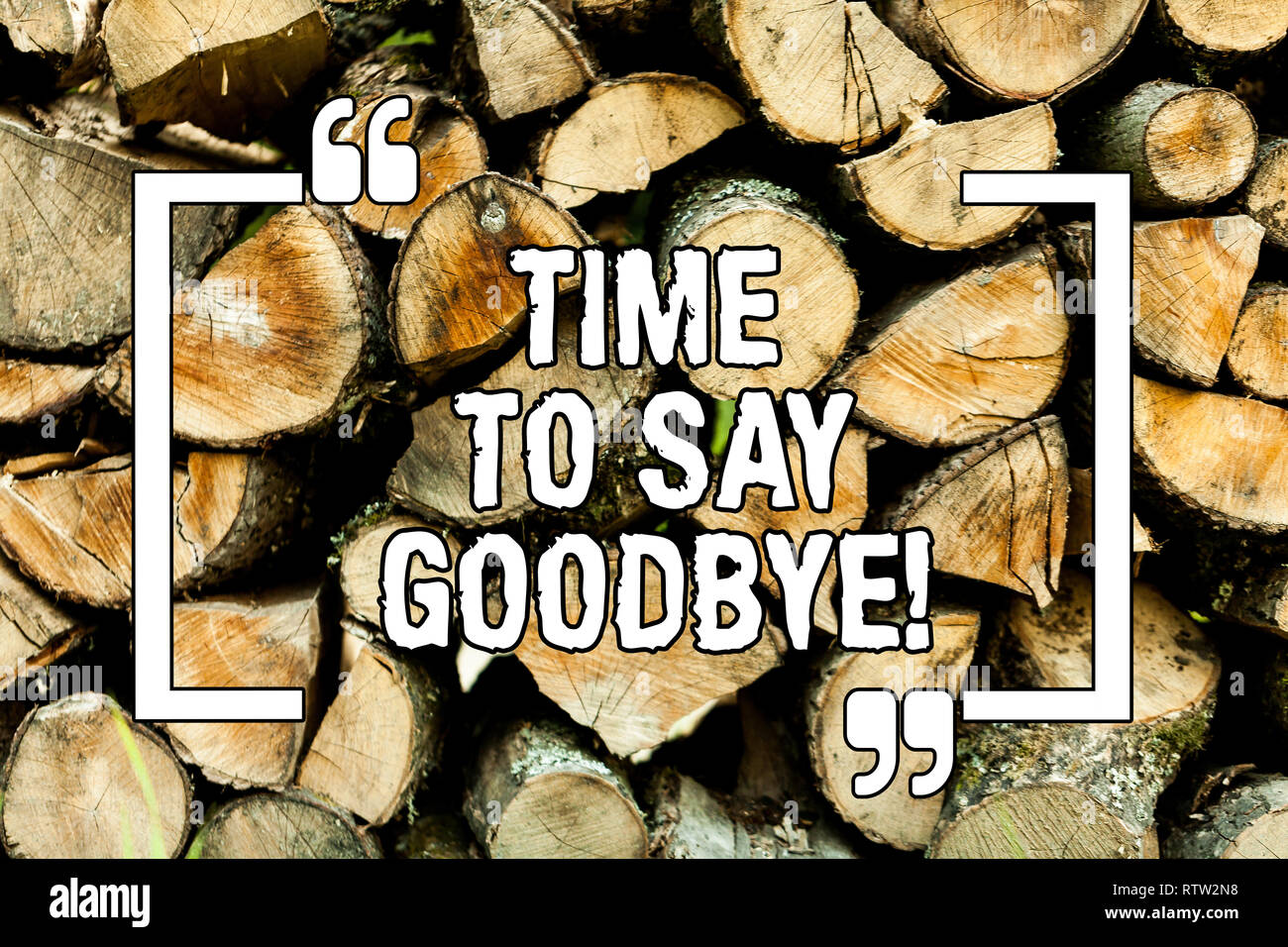 Text sign showing Time To Say Goodbye. Conceptual photo Separation Moment Leaving Breakup Farewell Wishes Ending Wooden background vintage wood wild m Stock Photo