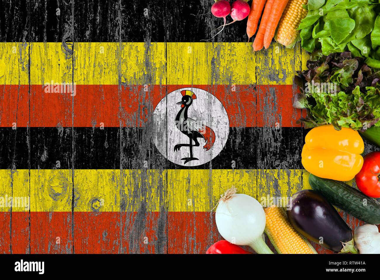 Fresh vegetables from Uganda on table. Cooking concept on wooden flag background Stock Photo Alamy