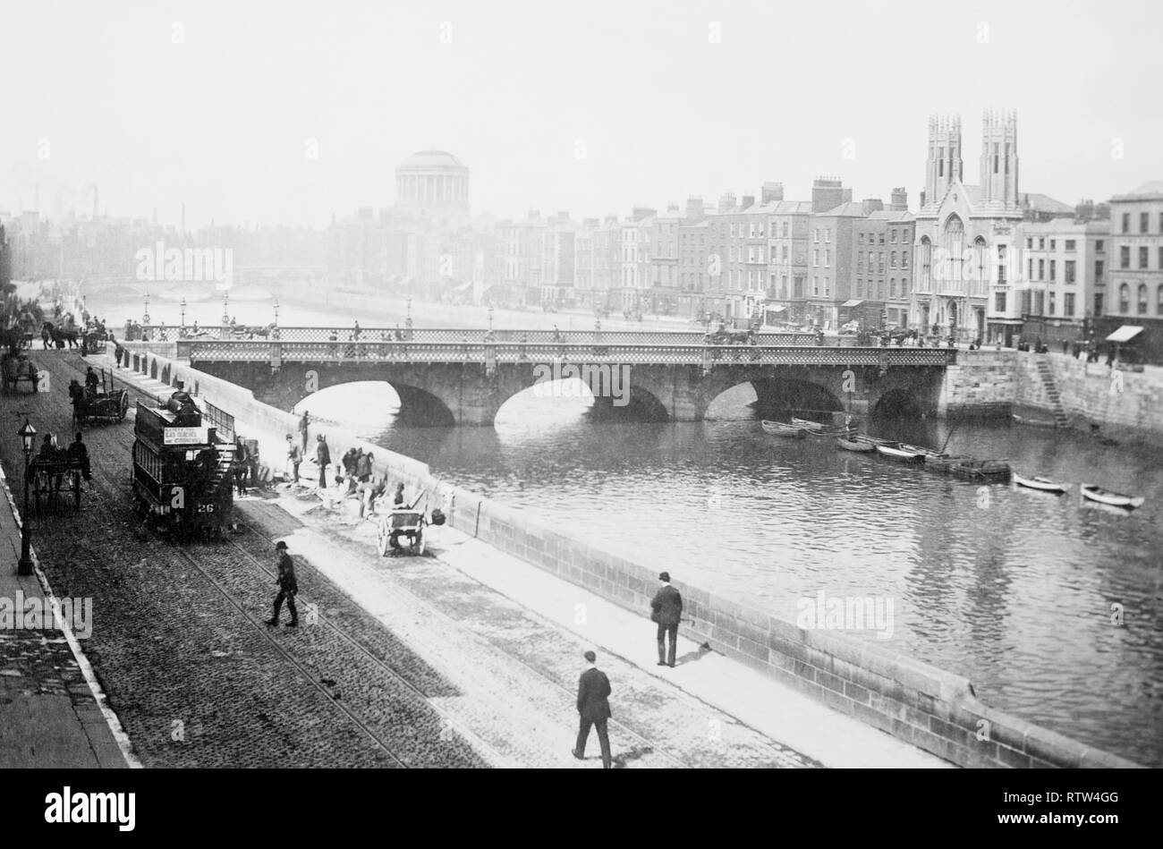 grattan bridge dublin circa 1915 Stock Photo