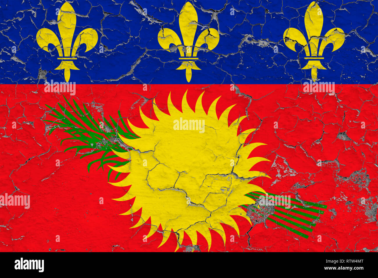 Guadeloupe flag. 3D Waving flag design. The national symbol of Guadeloupe,  3D rendering. National colors and National Caribbean flag of Guadeloupe for  Stock Photo - Alamy