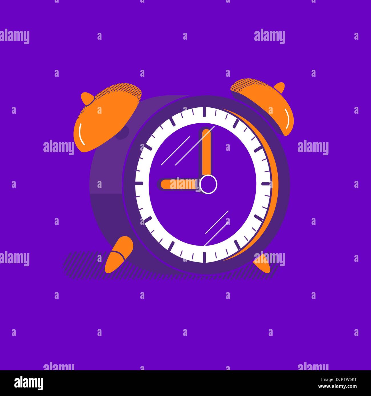 Old Alarm clock flat hand drawn vector icon Stock Vector