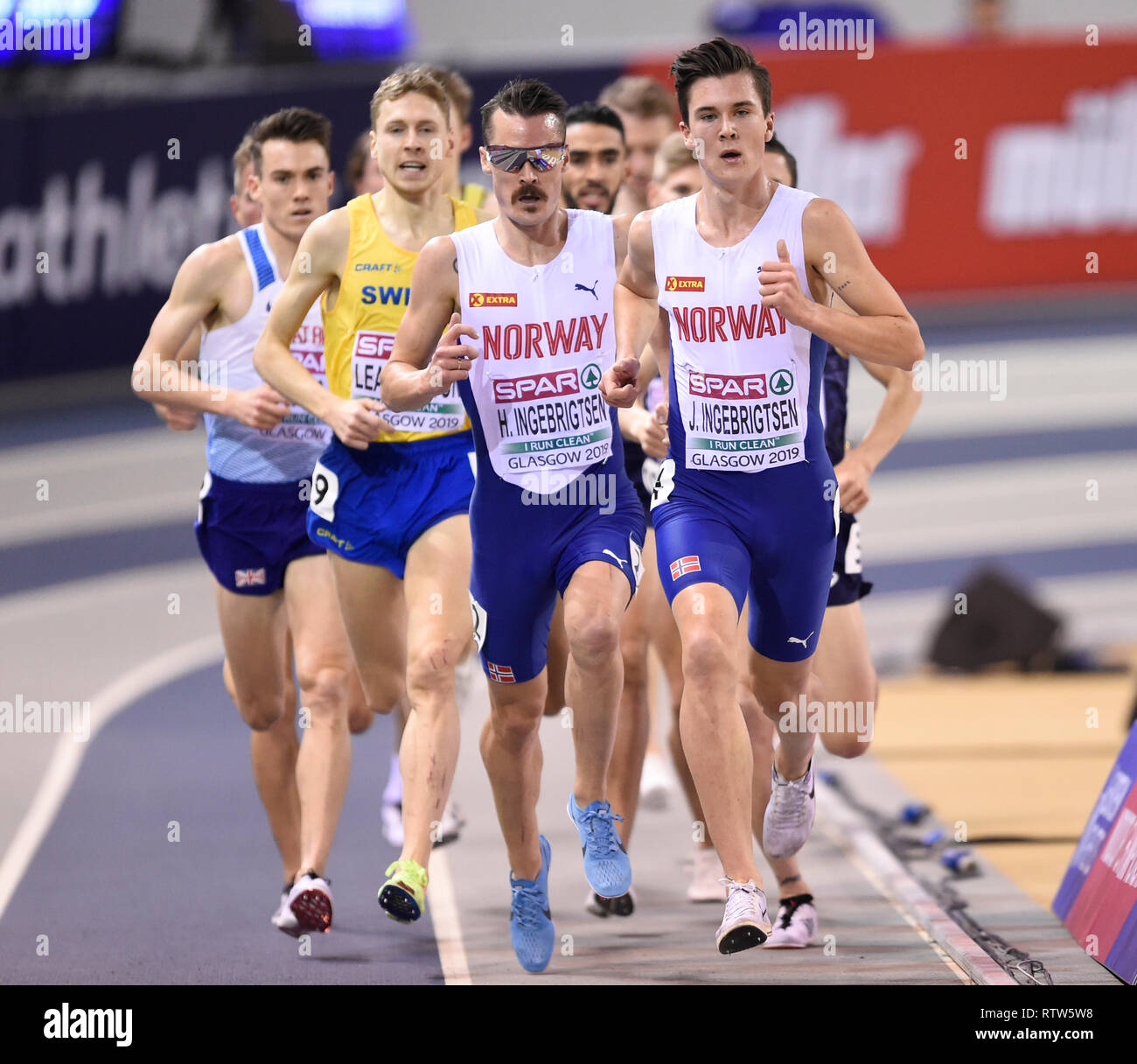 Norway Brothers Henrik And Jakob Ingebrigtsen Running In The Men S 3000m During Day Two Of The European Indoor Athletics Championships At The Emirates Arena Glasgow Stock Photo Alamy [ 1216 x 1300 Pixel ]
