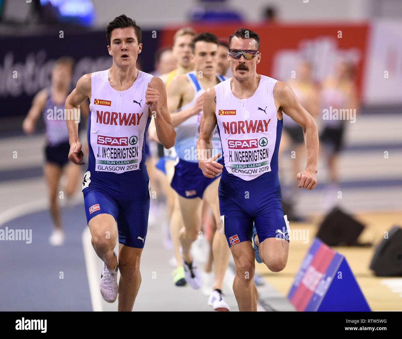 Norway Brothers Jakob And Henrik Ingebrigtsen Running In The Men S 3000m During Day Two Of The European Indoor Athletics Championships At The Emirates Arena Glasgow Stock Photo Alamy [ 1098 x 1300 Pixel ]