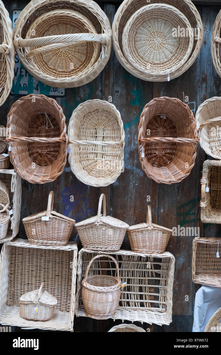 Wicker baskets outside craft shop hires stock photography and images