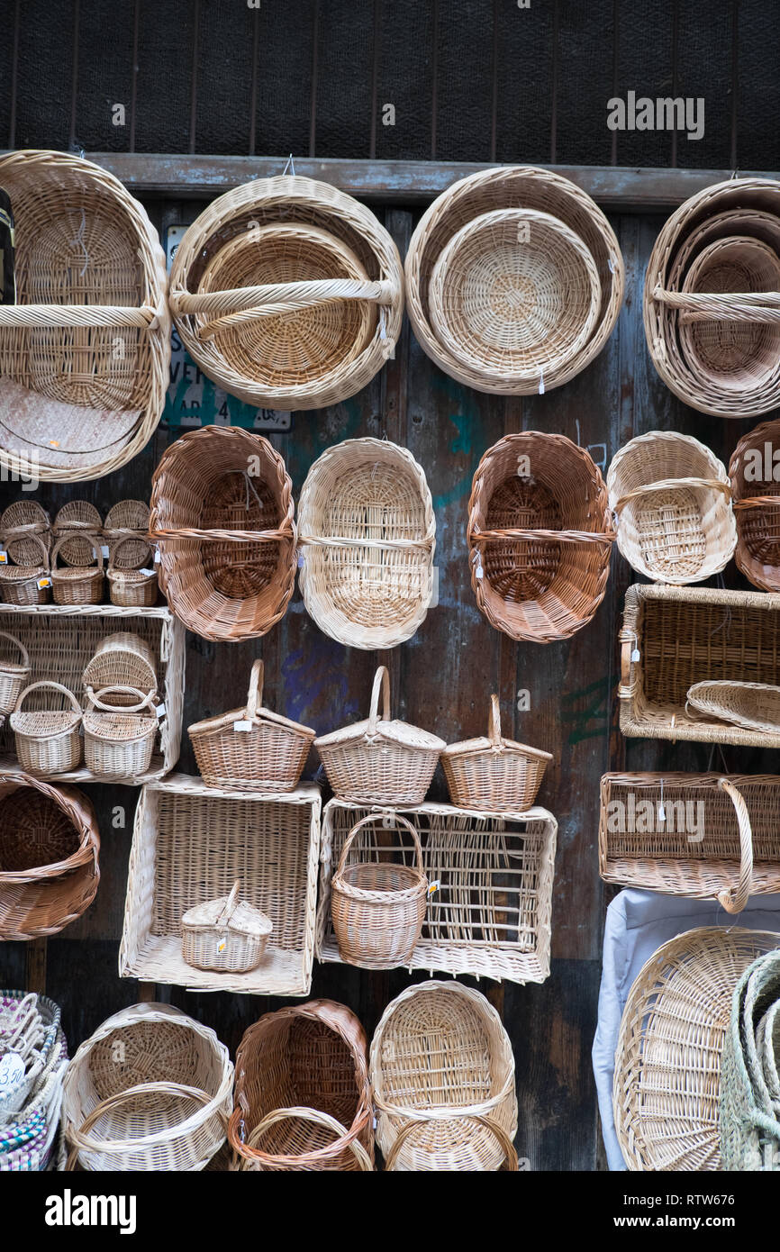 Wicker baskets outside craft shop hires stock photography and images