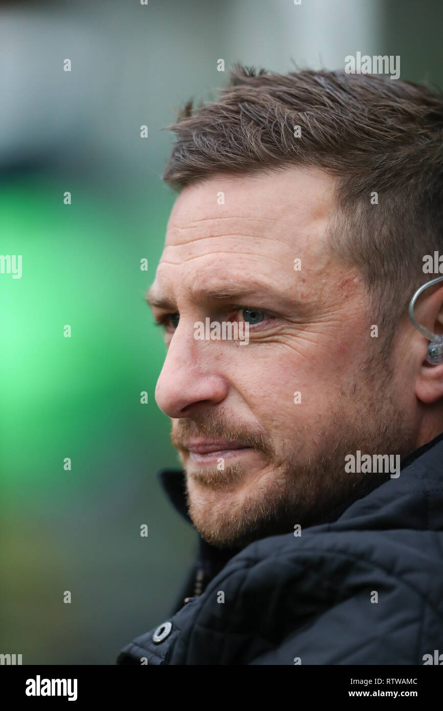 Leicester, UK. 2nd March 2019.  Wasps injured fly-half Jimmy Go1perth spectates during the Premiership round 15 game between Leicester Tigers and Wasps rfc.   © Phil Hutchinson/Alamy Live News Credit: Phil Hutchinson/Alamy Live News Stock Photo