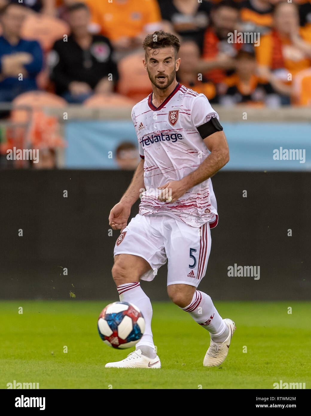 March 02, 2019: Real Salt Lake midfielder Kyle Beckerman (5) during a match between Real Salt Lake and Houston Dynamo at BBVA Compass Stadium in Houston, Texas Houston Dynamo tie with Real Salt Lake1-1 © Maria Lysaker/Cal Sport Media Stock Photo