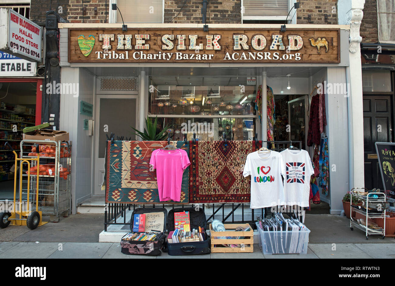 The Silk Road, Tribal Charity Bazaar shop, Marchmont Street, Bloomsbury London England Britain UK Stock Photo