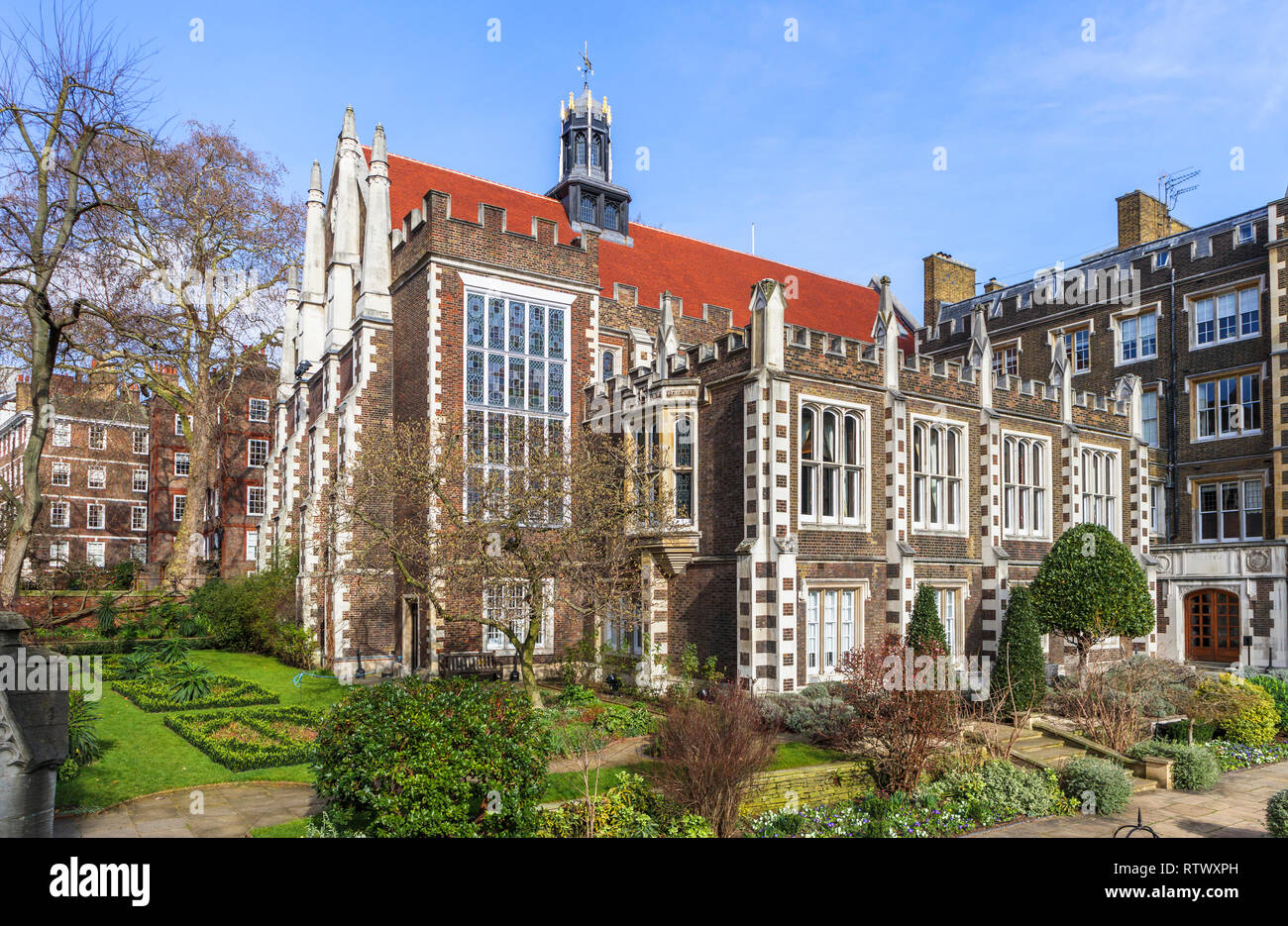 Inns of Court: Elizabethan Middle Temple Hall, Middle Temple Lane, London EC4 and garden Stock Photo