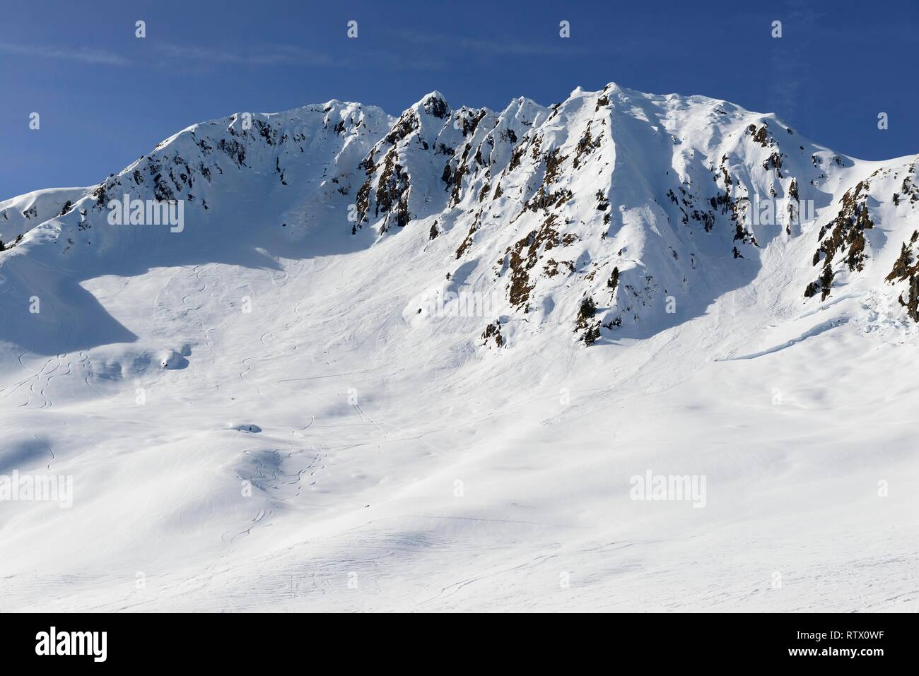 Snow-covered mountain Kleiner Rettenstein in winter, Kitzbüheler Alps, Tyrol, Austria Stock Photo