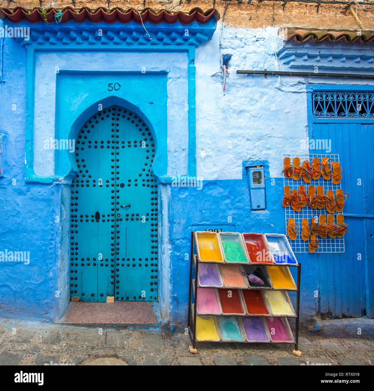 Blue Entrance Door With Blue House Facade Next To It Color