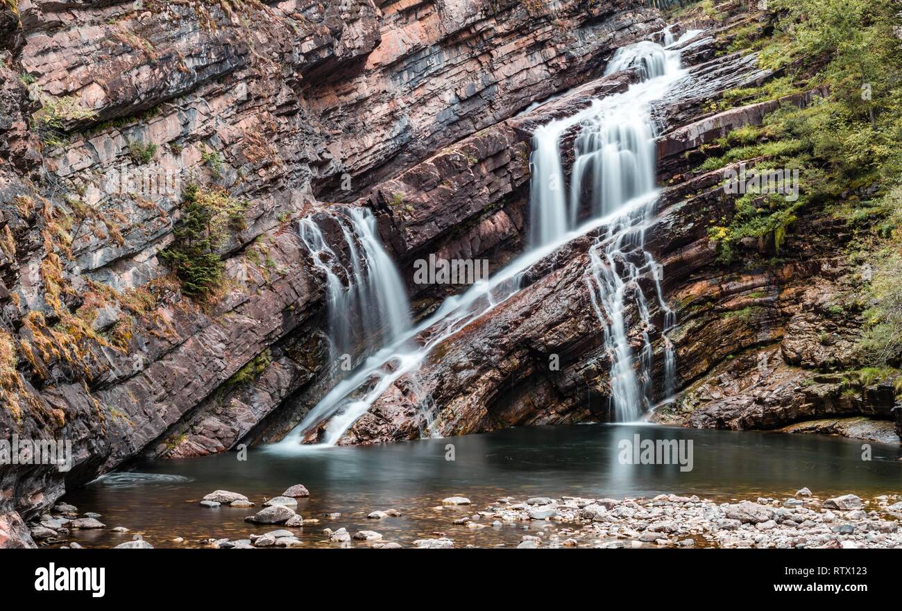 Cameron Falls, Waterfall, Waterton Lakes National Park, Alberta, Canada Stock Photo