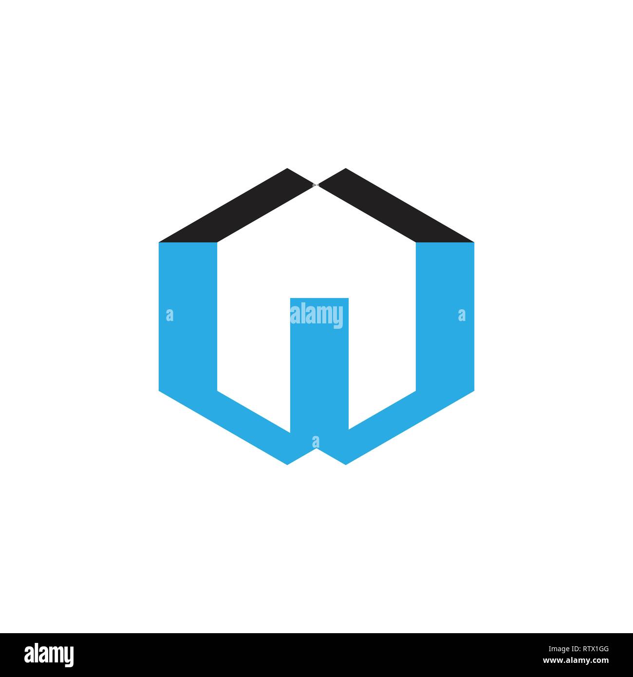 letter w hexagonal colors geometric design logo vector Stock Vector