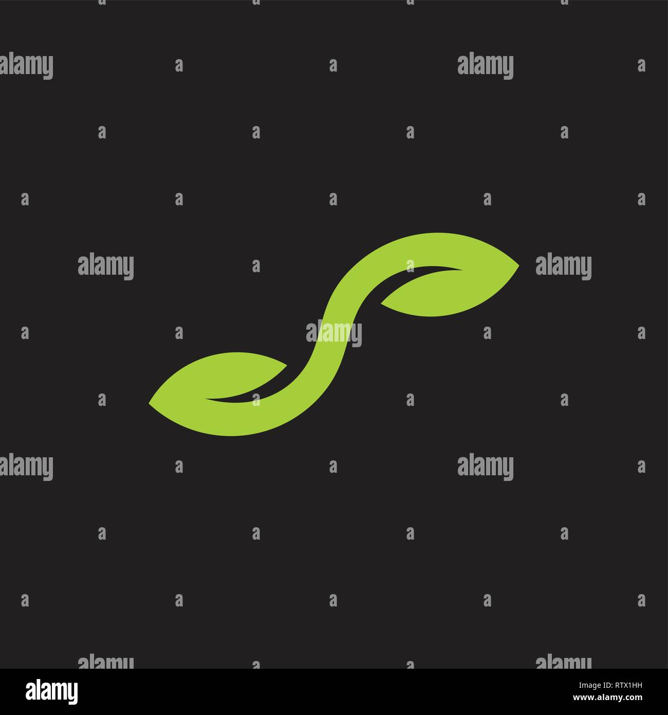simple linked geometric green leaf logo vector Stock Vector