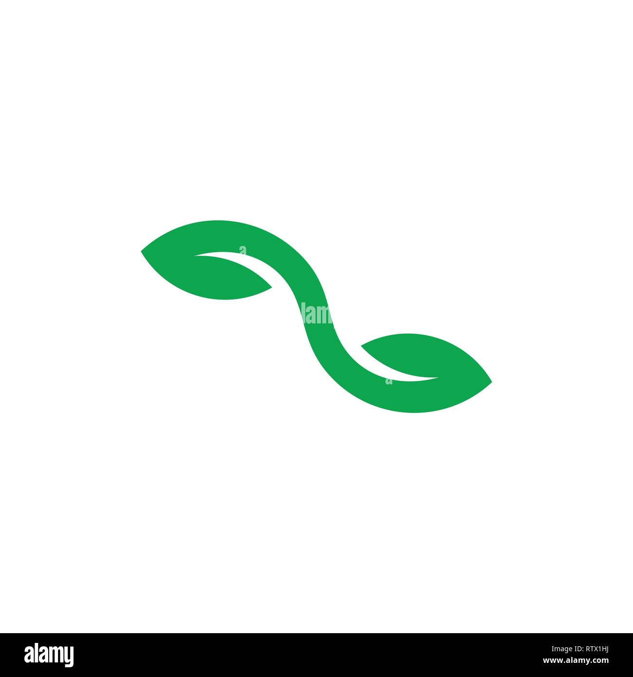 simple linked geometric green leaf logo vector Stock Vector