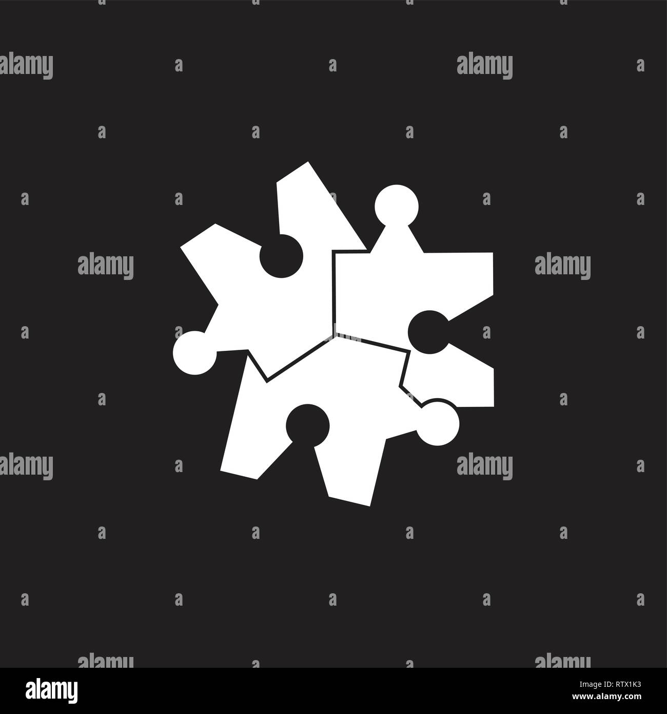 simple linked puzzle logo vector Stock Vector