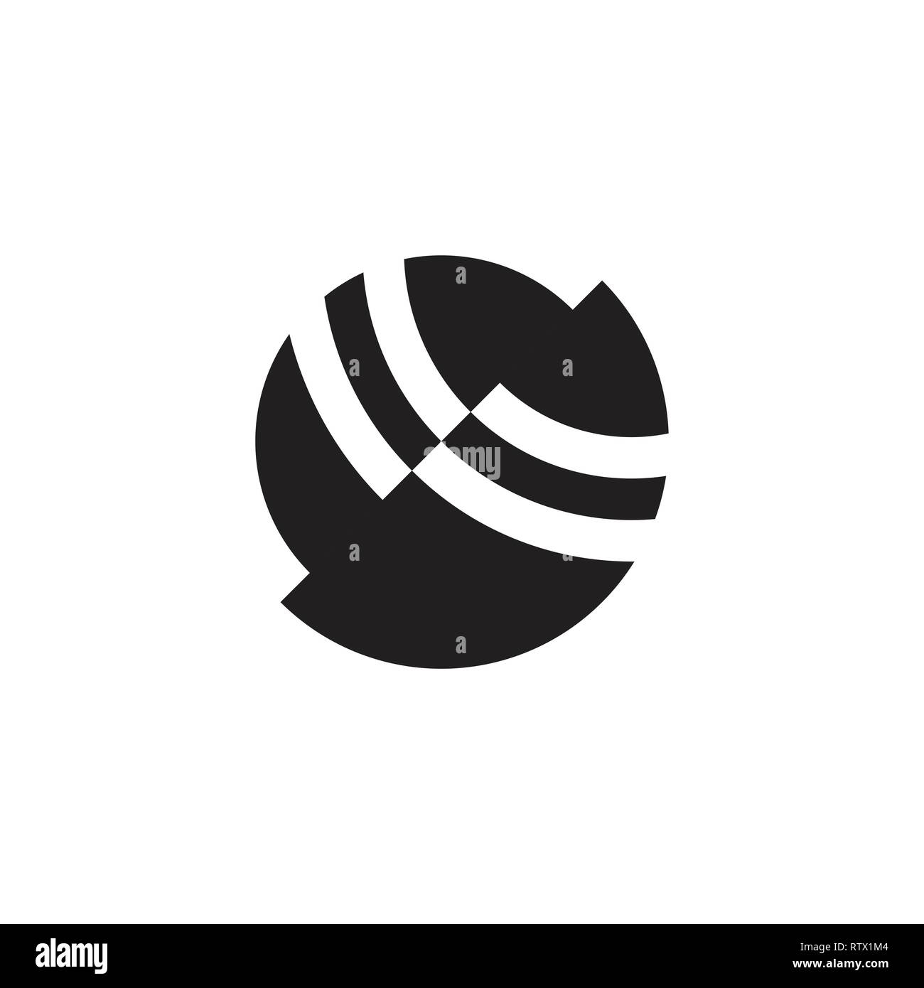 stripes geometric linked circle logo Stock Vector