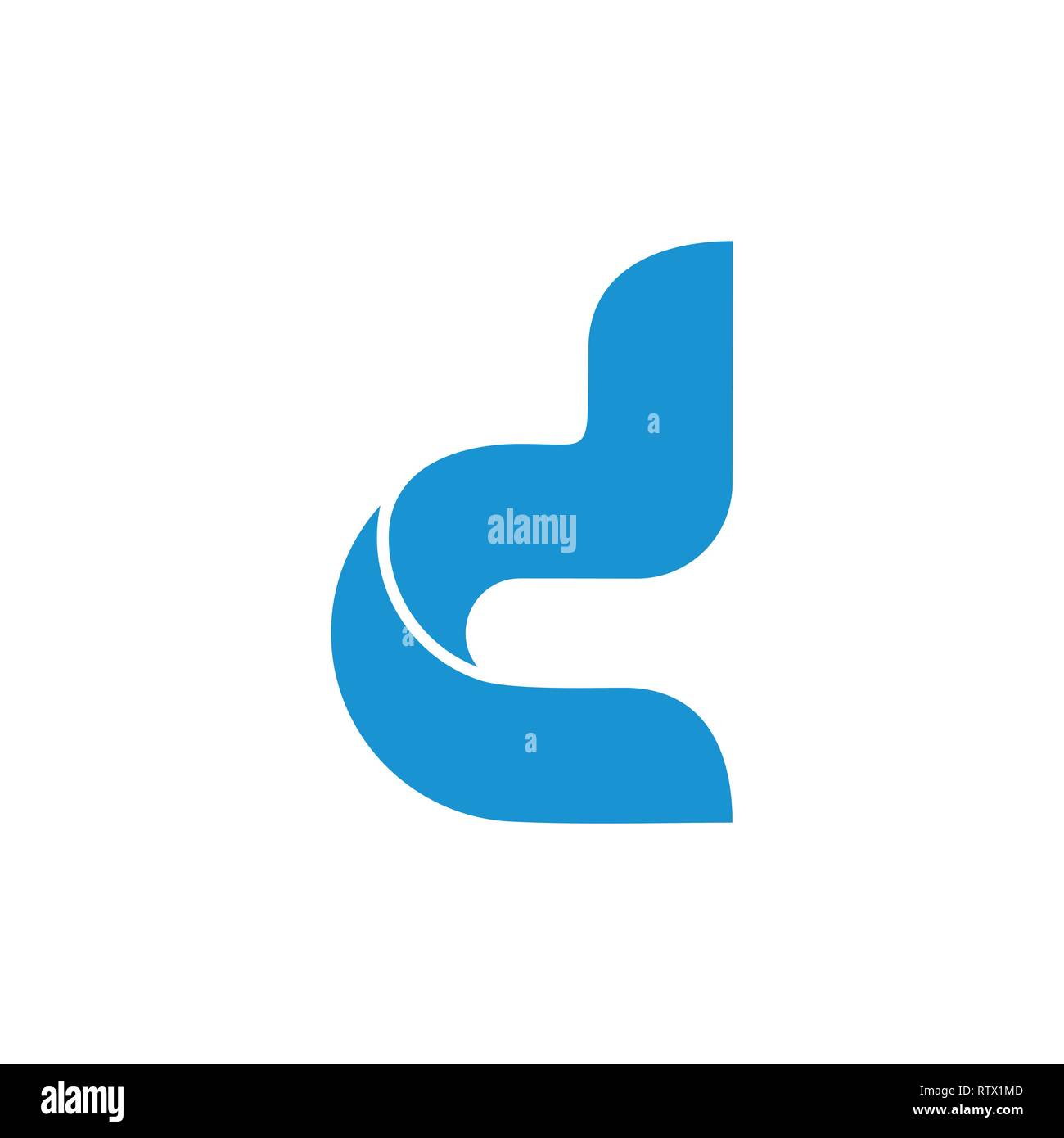 letter d simple curves 3d logo vector Stock Vector