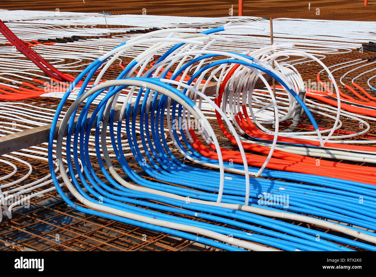 Densely Put Plastic Water Pipes Endings Laid On Top Of Rusted