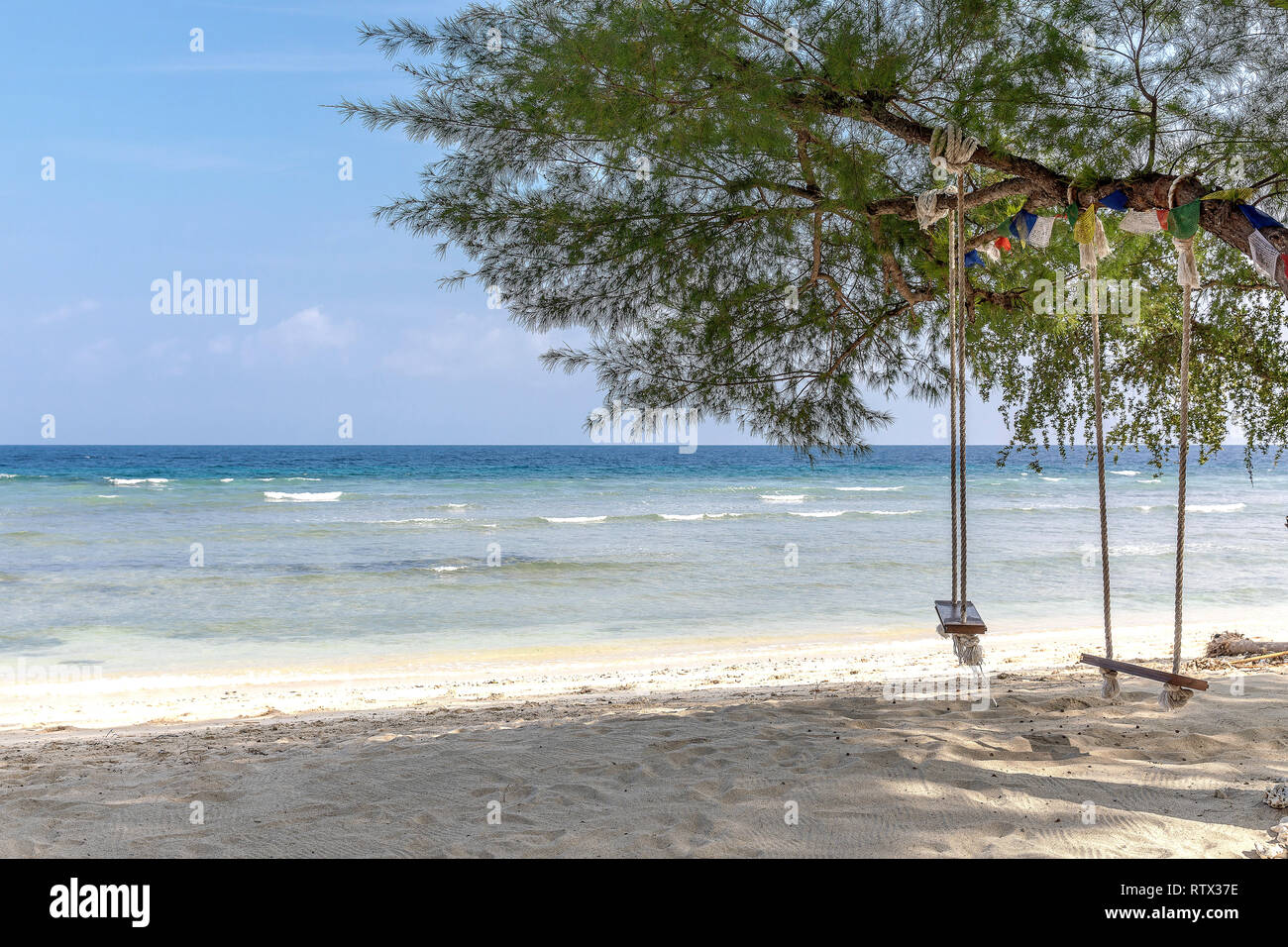 Indonesia will swing in the sea on the island of Gili Trawangan. Stock Photo