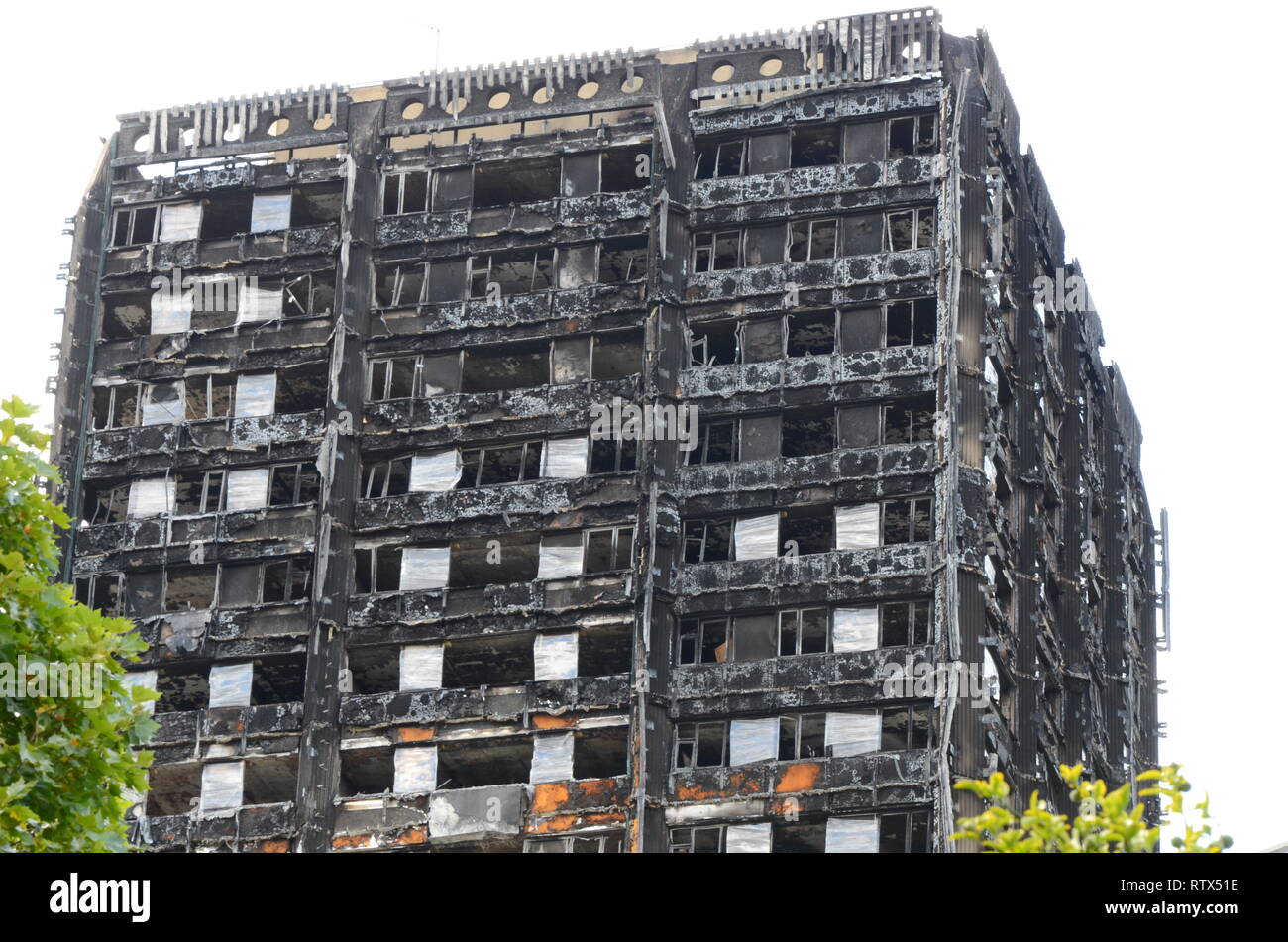 Grenfell tower fire, London, disaster zone Stock Photo